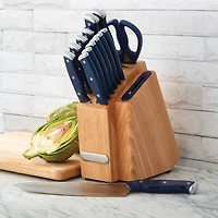 Farberware EdgeKeeper Ink Blue 14-Piece Slim Cutlery Set