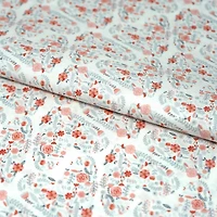 SINGER Pink Flower Heart Cotton Fabric