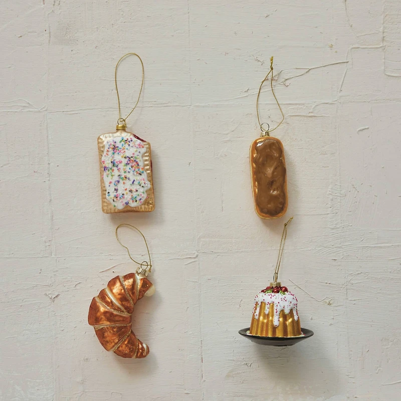 Hello Honey® 4" Glass Toaster Pastry Ornament with Beads & Glitter