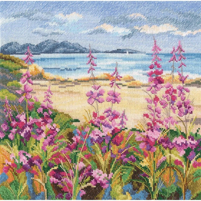 RTO Flowers by a Mountain Lake Counted Cross Stitch Kit