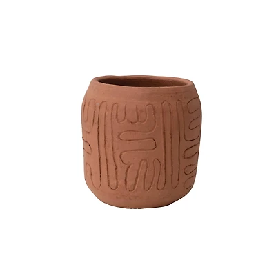 6.5" Handmade Debossed Terra Cotta Planter