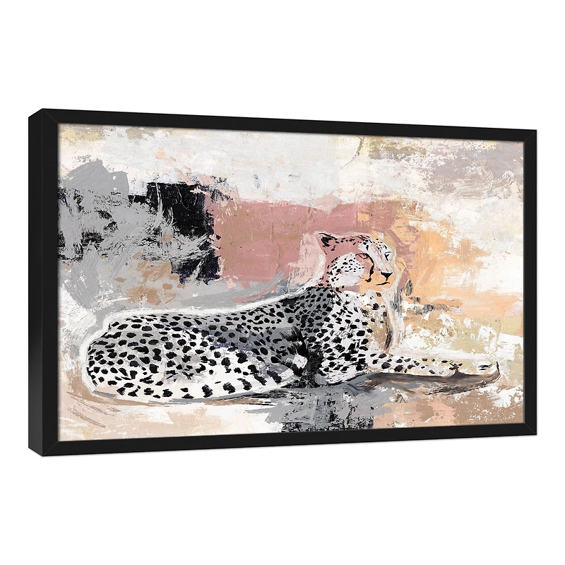 Jungle Cat Abstract 20" x 30" Black Framed Canvas