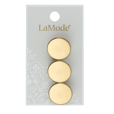 LaMode 3/4" Gold Flat Shank Buttons, 3ct.