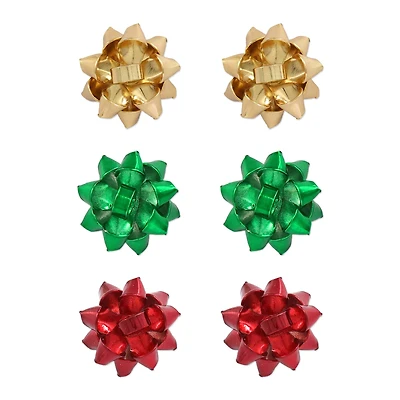 Gold, Green & Red Gift Bow Earring Set by Celebrate It™