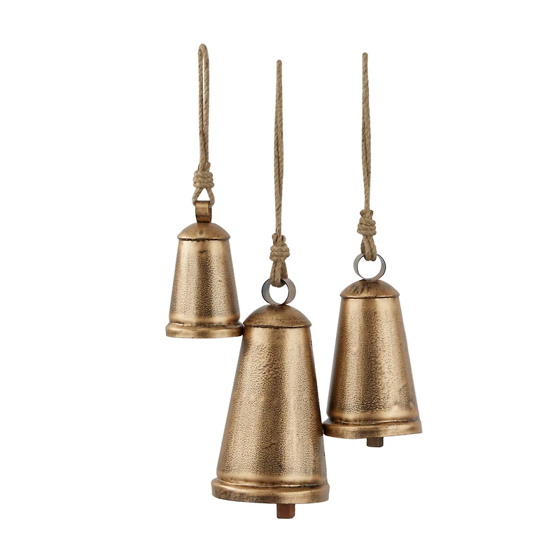 Bronze Metal Bohemian Decorative Cow Bell, Set of 3" 13", 11", 8"