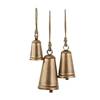 Bronze Metal Bohemian Decorative Cow Bell, Set of 3" 13", 11", 8"
