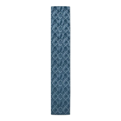 90" Blue Ogee Pattern Cotton Twill Runner