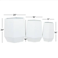 White Modern Planter, Set of 3" 20", 16", 10"