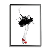 Stupell Industries Abstract Female Fashion Illustration Red Heels Tutu Framed Wall Art