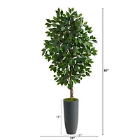 5ft. Ficus Artificial Tree in Gray Planter