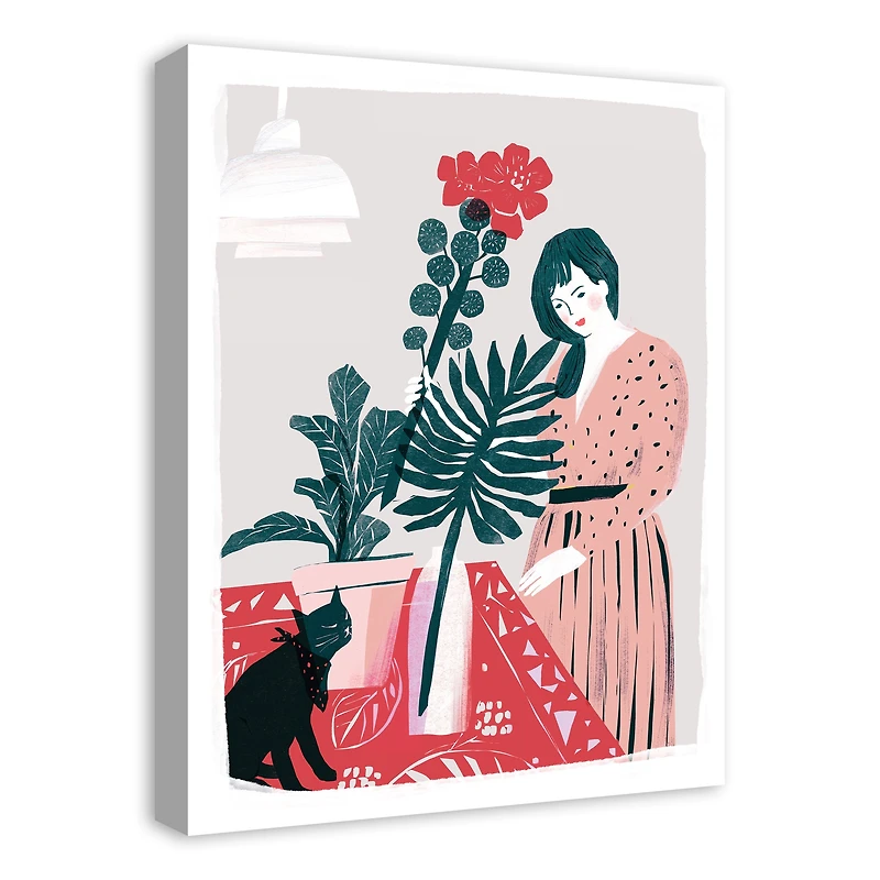 Lady with Plants Canvas Wall Art