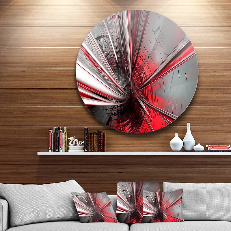 Designart Abstract Fractal Deep Into Middle 3D Circle Metal Wall Art