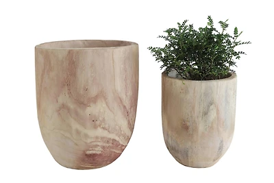 Hello Honey® Rounded Paulownia Wood Pots Set
