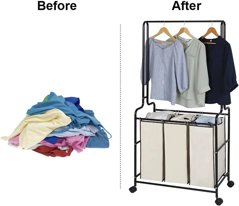 Brown Heavy Duty Laundry Sorters Cart