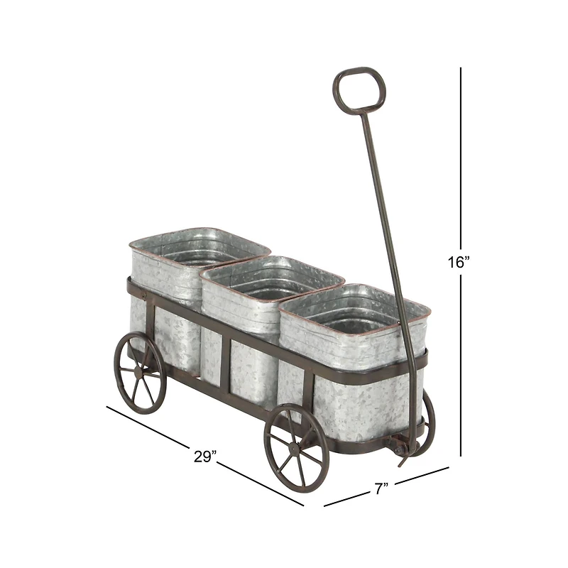 Silver Metal Farmhouse Wagon Planter