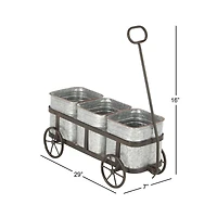 Silver Metal Farmhouse Wagon Planter