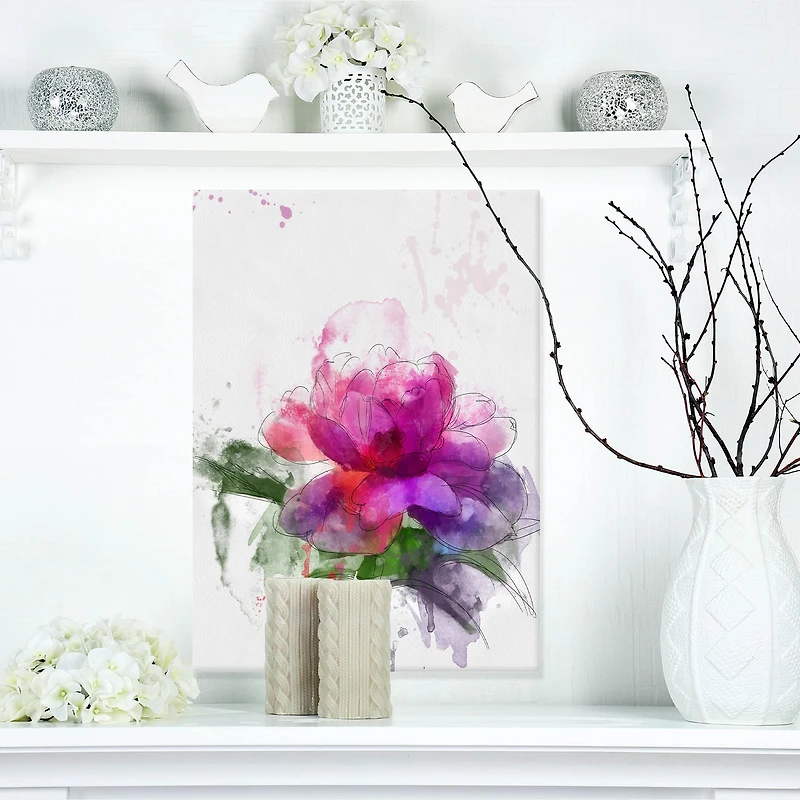 Designart - Purple Peony Sketch