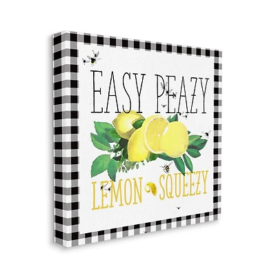 Stupell Industries Easy Peazy Lemon Squeezy Kitchen Humor Plaid Word Design Canvas Wall Art