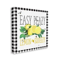 Stupell Industries Easy Peazy Lemon Squeezy Kitchen Humor Plaid Word Design Canvas Wall Art