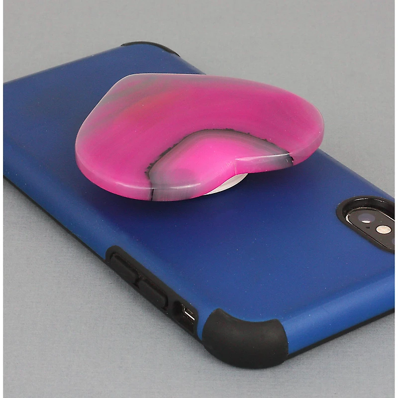 Heart Shaped Agate Phone Grip