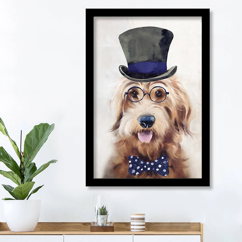 Goldendoodle Paint Glasses 1 20" x 30" Black Framed Print Under Plexiglass