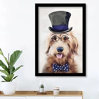 Goldendoodle Paint Glasses 1 20" x 30" Black Framed Print Under Plexiglass