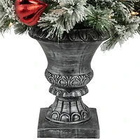 4ft. Pre-Lit Snowy Bristle Pine Flocked Artificial Christmas Tree in Silver Urn, Clear Lights