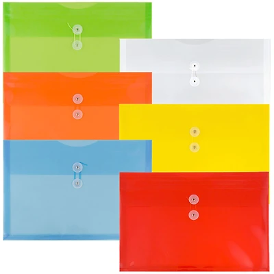 JAM Paper 9.75" x 14.5" Plastic Button & String Tie Closure Envelopes, 6ct.