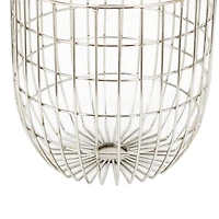 Set of 2 Silver Iron Contemporary Storage Basket, 17" x 13" x 13"