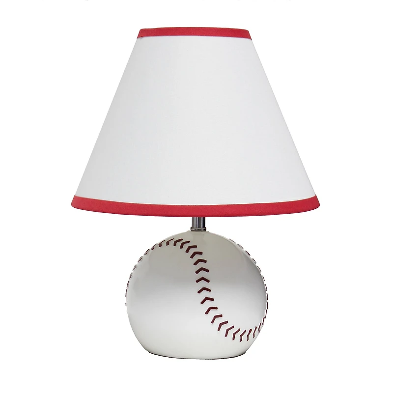 Simple Designs™ 11.5" Baseball Base Table Lamp and White Shade Red Trim
