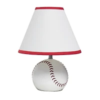Simple Designs™ 11.5" Baseball Base Table Lamp and White Shade Red Trim