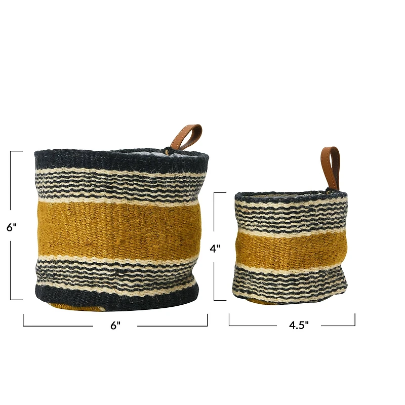 Hello Honey® Black & Mustard Woven Jute Basket with Liner Set