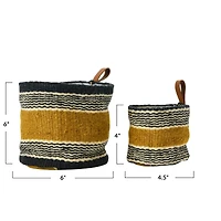 Hello Honey® Black & Mustard Woven Jute Basket with Liner Set