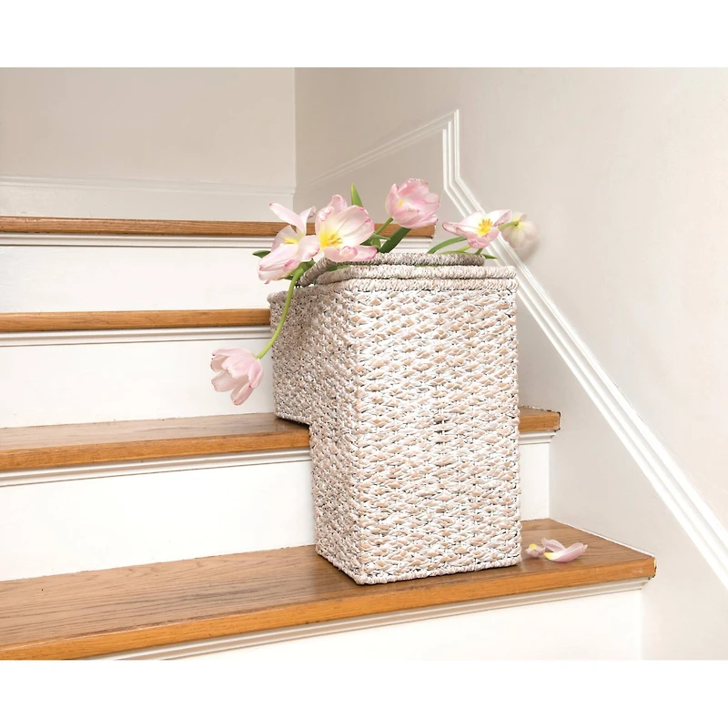 Hello Honey® 16" Woven & Whitewashed Rope Stair Basket with Handles