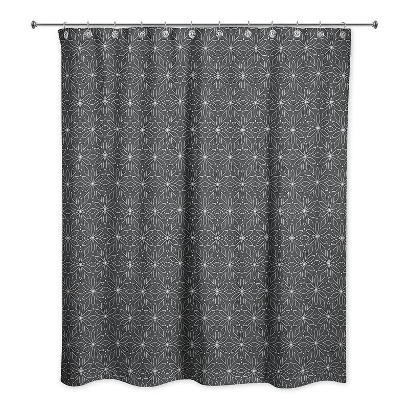Monochromatic Flowers 71" x 74" Shower Curtain