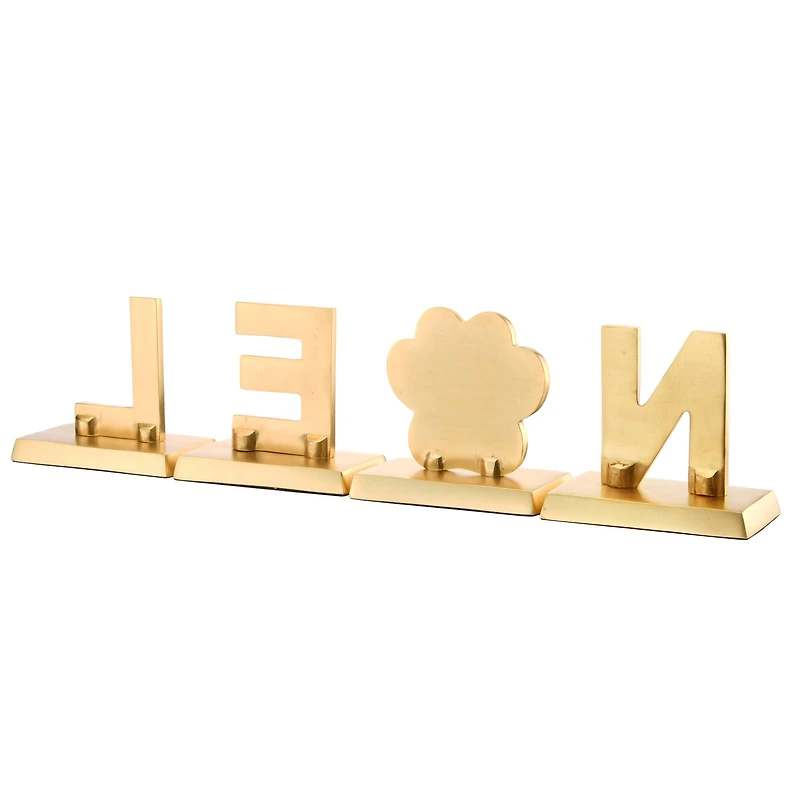 5" Gold Outlined with Silver Sparkle NOEL Stocking Holder