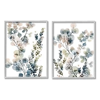 Stupell Industries Collage of Translucent Plants Blue Green Beige in Gray Frame Wall Art