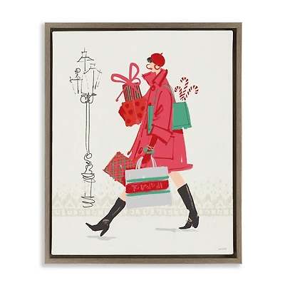 Stupell Industries 17" x 21" Multicolor Festive Fashion Floating Frame Canvas Wall Art by Anne Tavoletti