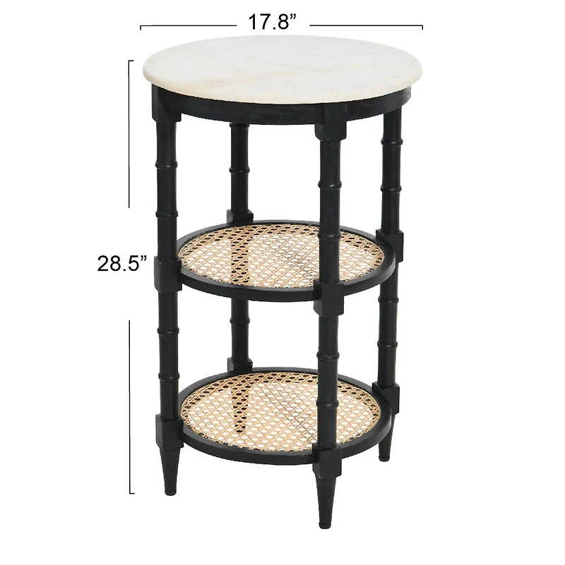 Hello Honey® 28" Round Wood End Table with Marble Top