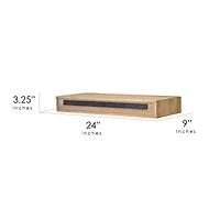 24" Brown Floating Wall Shelf With Drawer