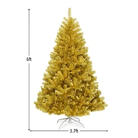 Costway 6ft. Unlit Champagne Gold Artificial Tinsel Christmas Tree with Foldable Stand