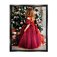 Stupell Industries Child On Christmas Day Gifts Framed Floater Canvas Wall Art