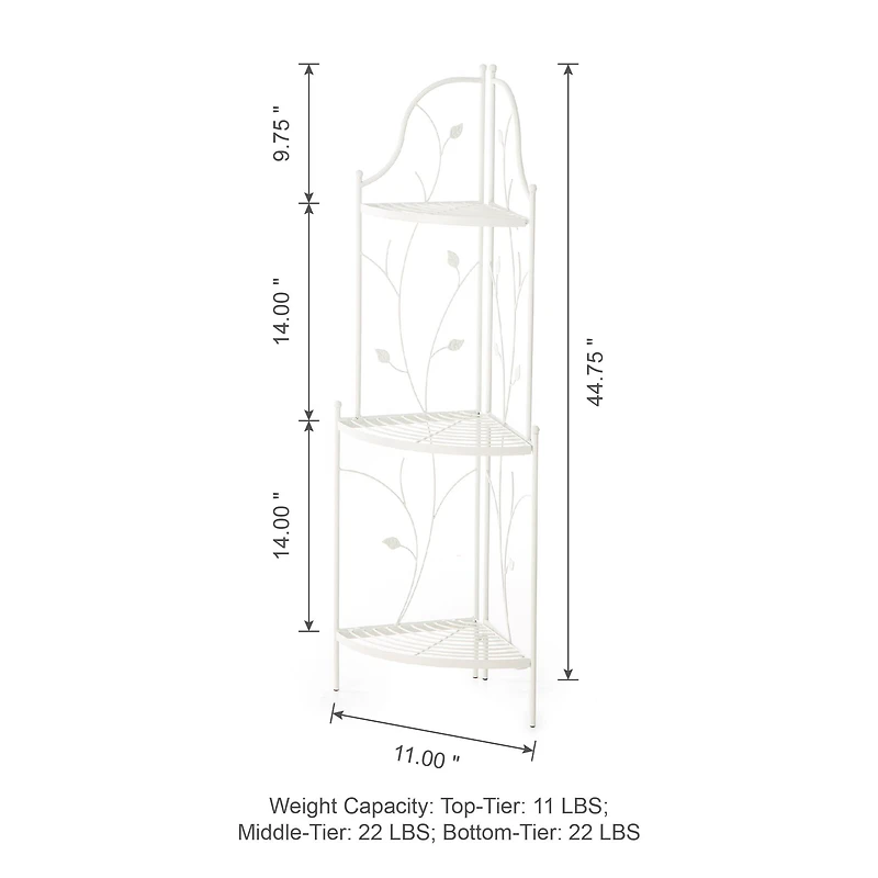 Glitzhome® 3-Tiered Metal Corner Shelf Planter Stand