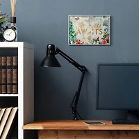 Stupell Industries Adventure Awaits Floral Map Gray Framed Wall Art