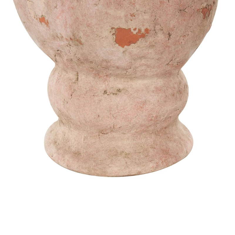 17" Pink Ceramic Antique Style Distressed Decorative Vase