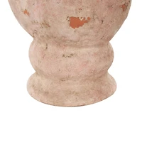 17" Pink Ceramic Antique Style Distressed Decorative Vase