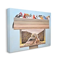 Stupell Industries Squirrel Sleeping Crowded Bird Feeder Funny Backyard Animals Canvas Wall Art