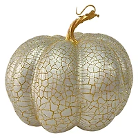 12" Champagne Gold Crackled Fall Harvest Pumpkin Decoration