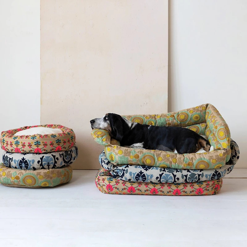 Hello Honey® 39" Taupe, Green & Mint Floral Pet Bed