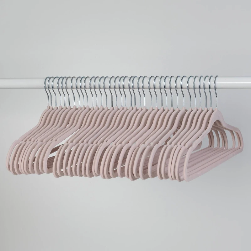 Honey Can Do Dusty Pink Slim-Profile Non-Slip Velvet Hangers